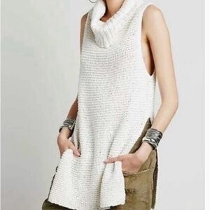 Free People Sleeveless Cowl Neck Sweater - cream